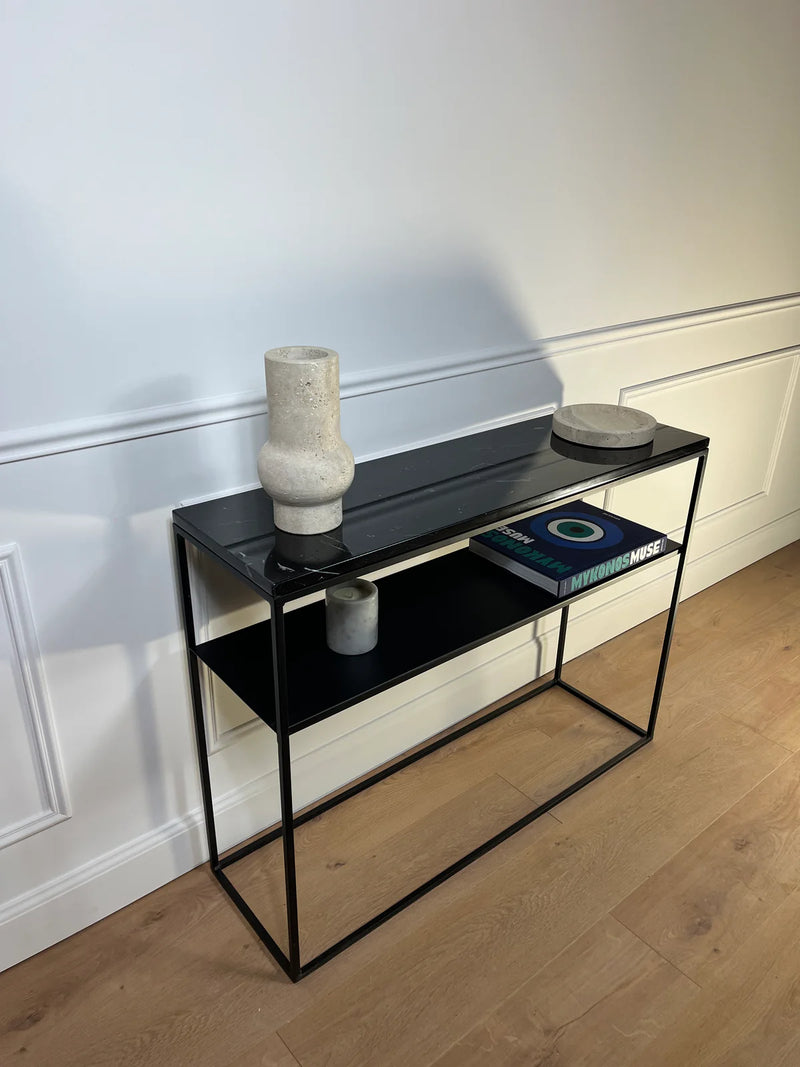 Console avec étagère & plateau marbre 