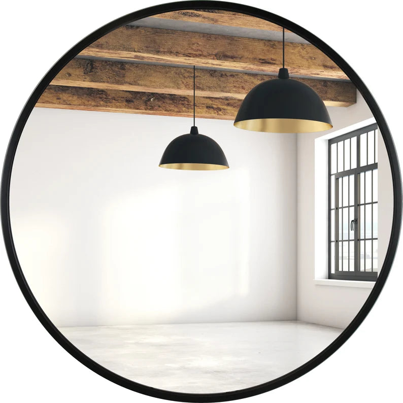 Miroir rond cadre en métal