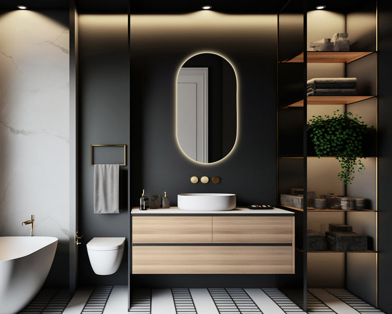 Miroir de courtoisie ovale avec lumières LED