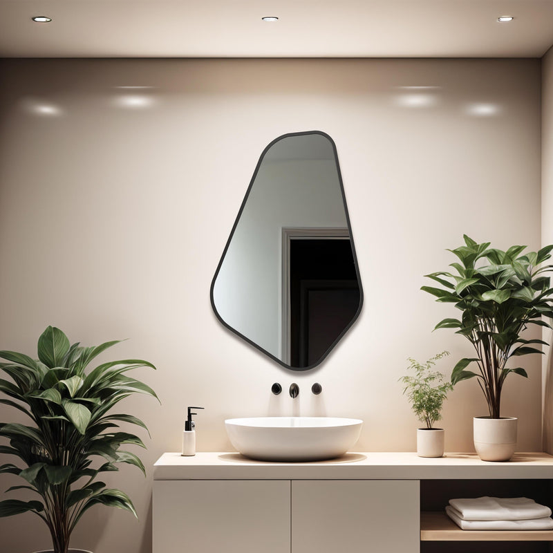 Miroir mural noir asymétrique - Miroir organique