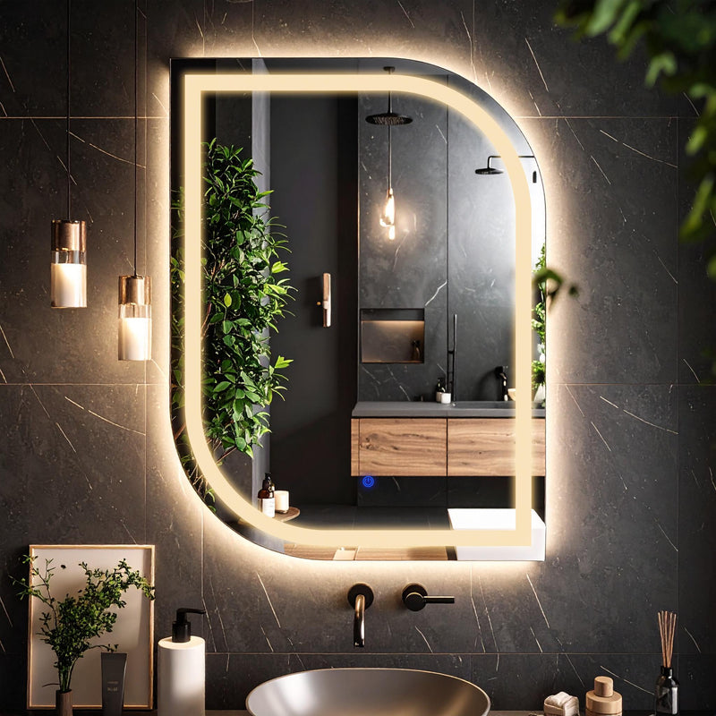 Curva, miroir de courtoisie rectangulaire LED