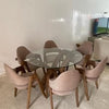 Table Élégance Bois rond ktab  130\130 cm et 6 Chaises model (Alpha)
