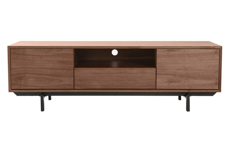 Meuble TV vintage en bois foncé niche ouverte