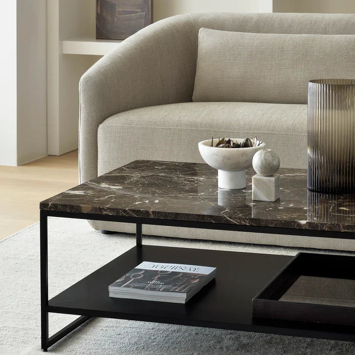 Table basse élégance rectangle étagère
