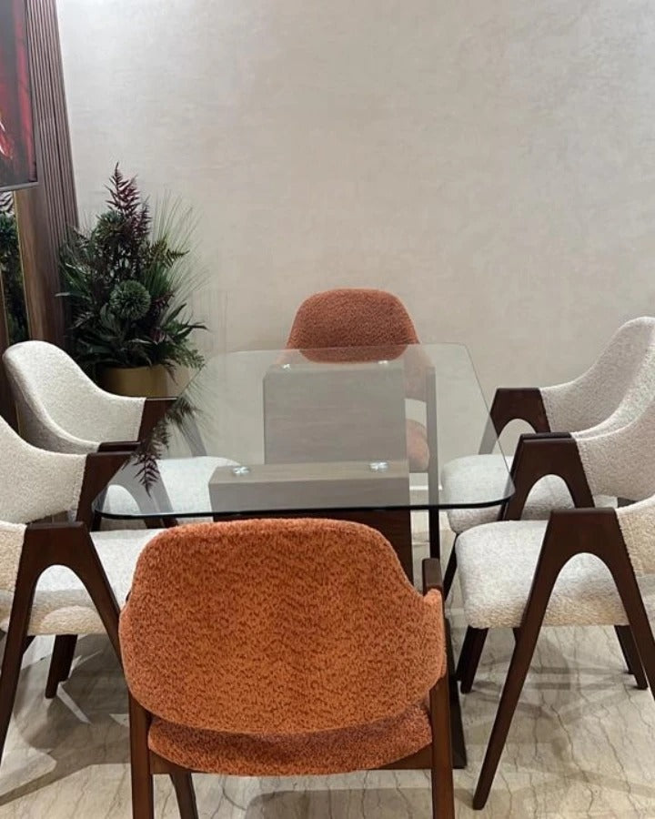 Table Élégance Bois  160\80 cm et 6 Chaises model (Alpha)