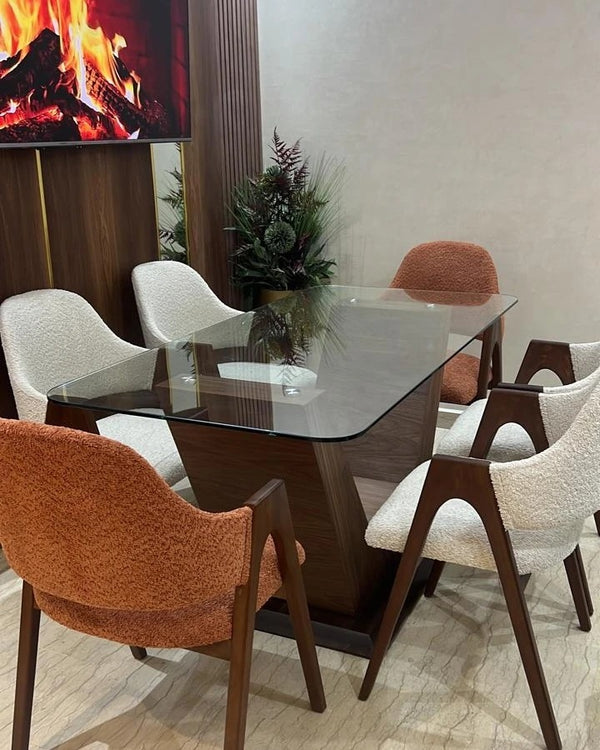 Table Élégance Bois  160\80 cm et 6 Chaises model (Alpha)