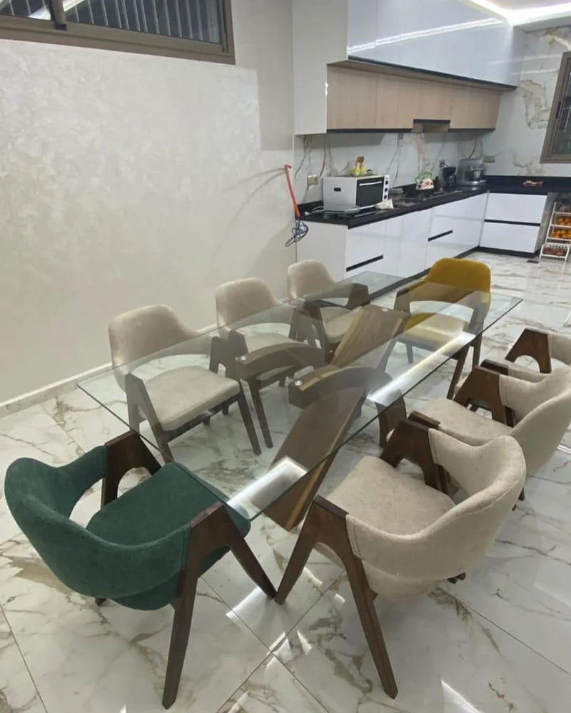 Salle à Manger banana Chic Verre Trempé et 8 Chaises