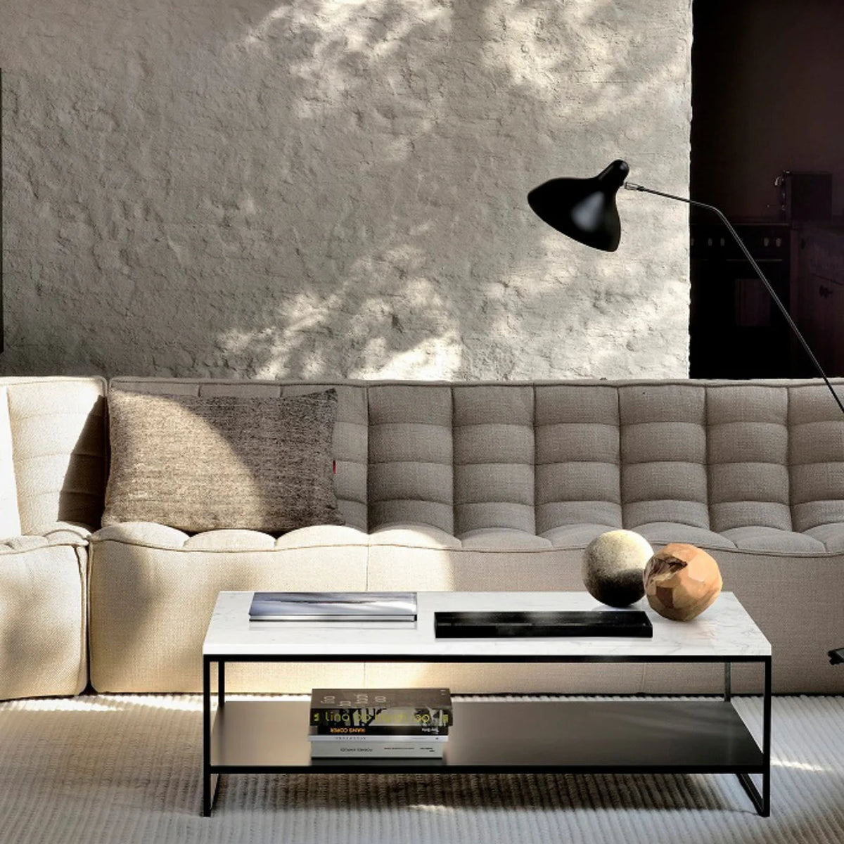 Table basse élégance rectangle étagère