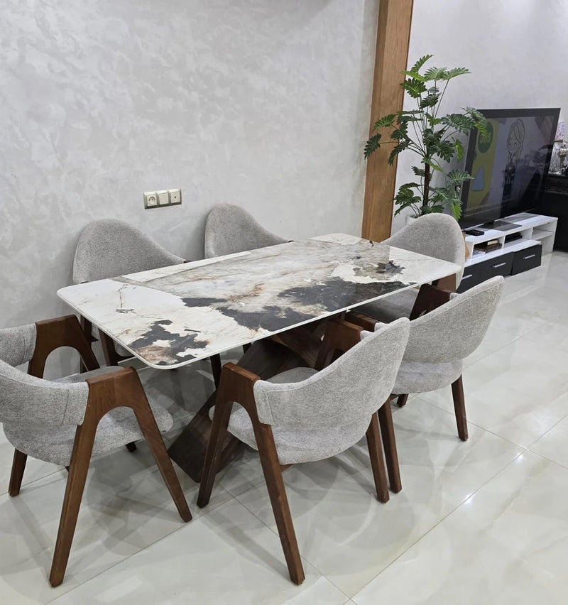 Table à Manger Céramique Élégance Pure avec 6 chaises model Alfa