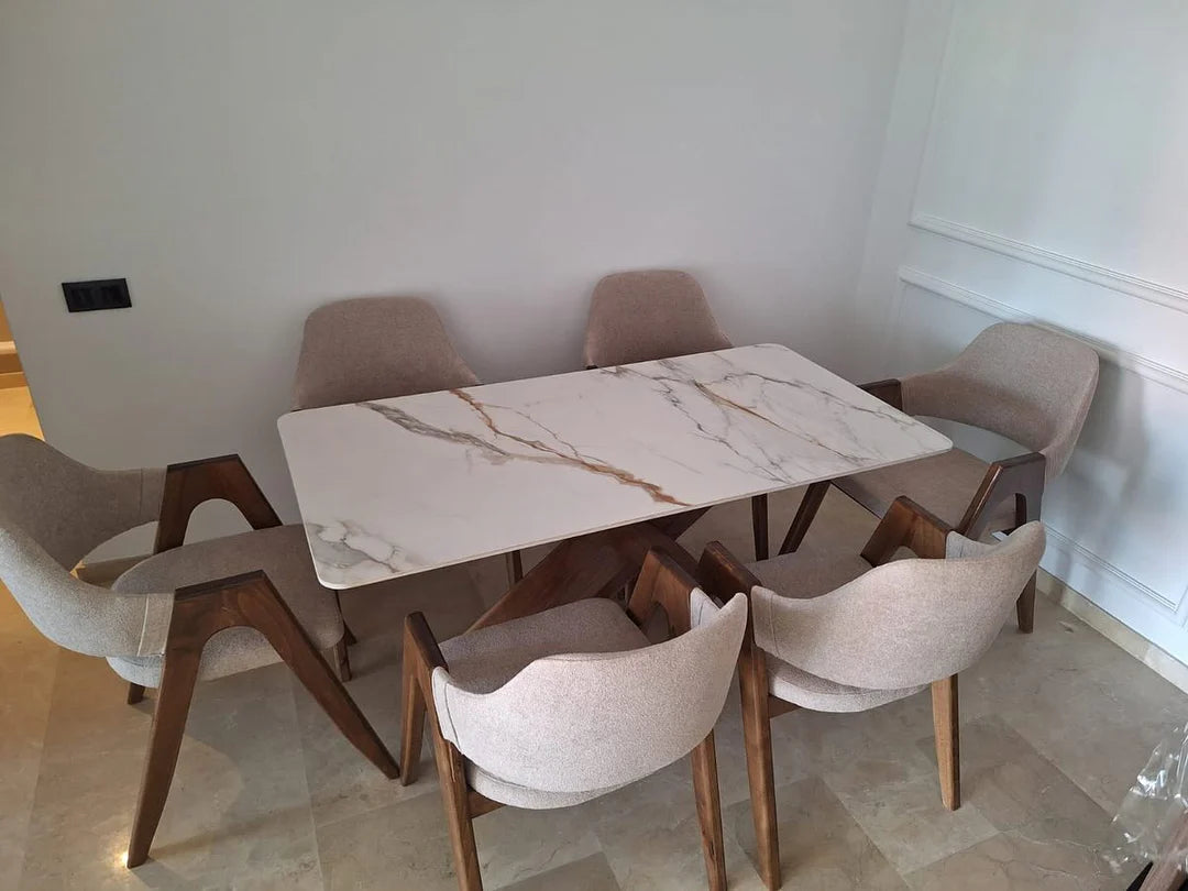 Table à Manger Céramique Élégance Pure avec 6 chaises model Alfa
