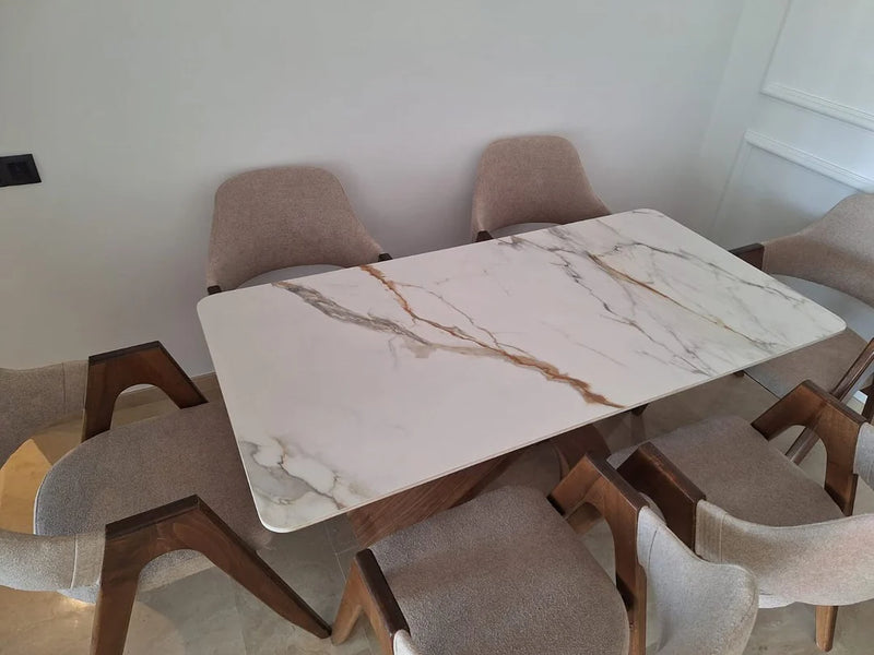 Table à Manger Céramique Élégance Pure avec 6 chaises model Alfa