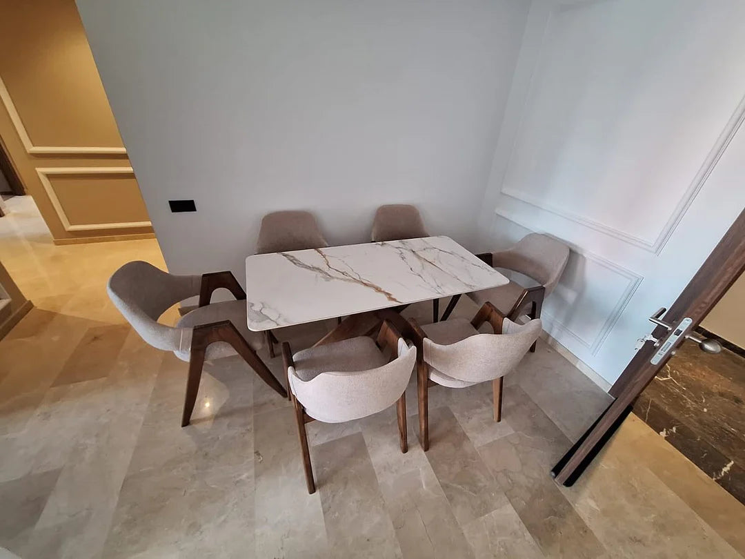 Table à Manger Céramique Élégance Pure avec 6 chaises model Alfa