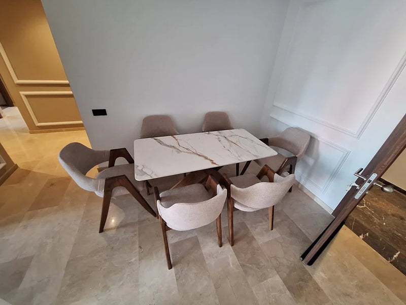 Table à Manger Céramique Élégance Pure avec 6 chaises model Alfa