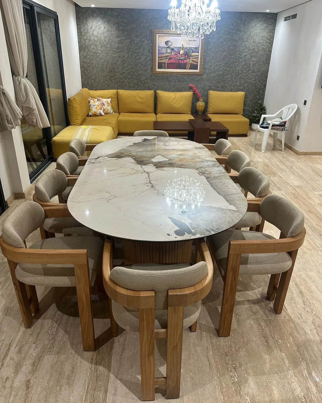 Salle à Manger Céramique Grande Capacité 10 Personnes chaise model M