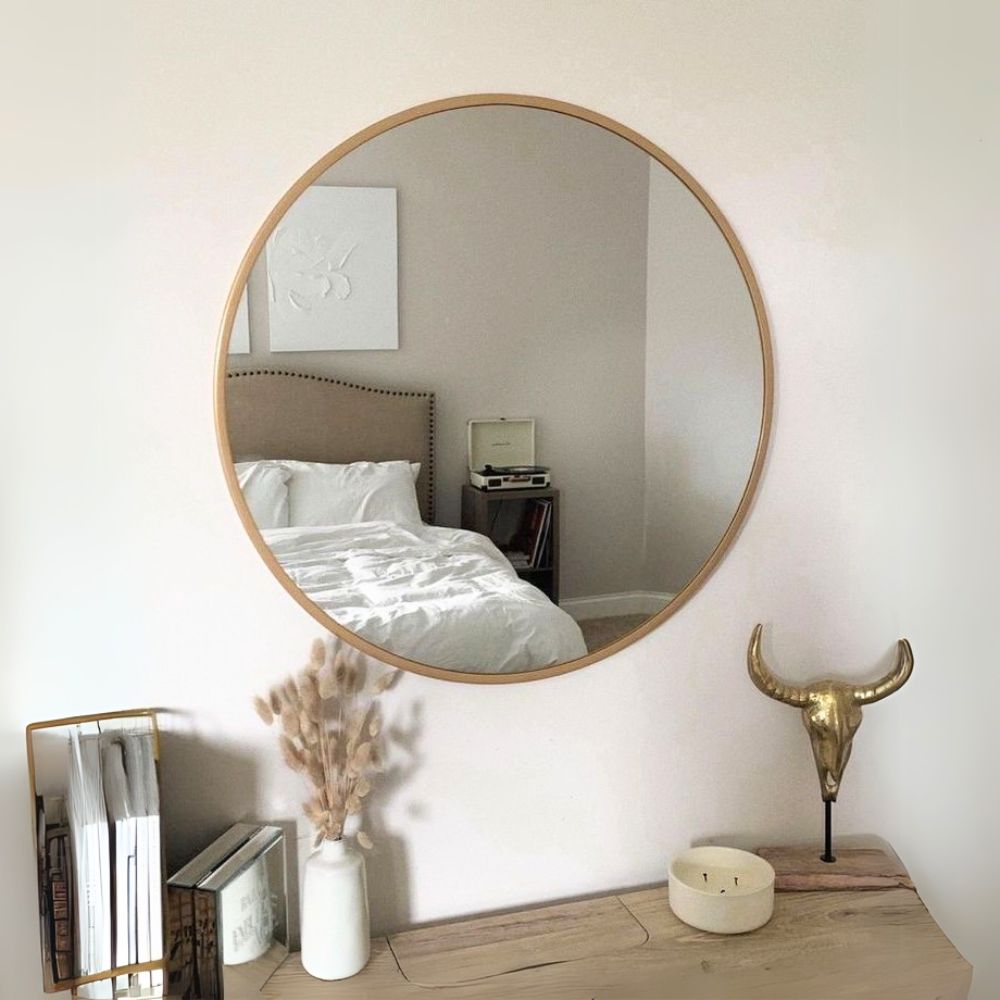 Miroir rond cadre en  métal
