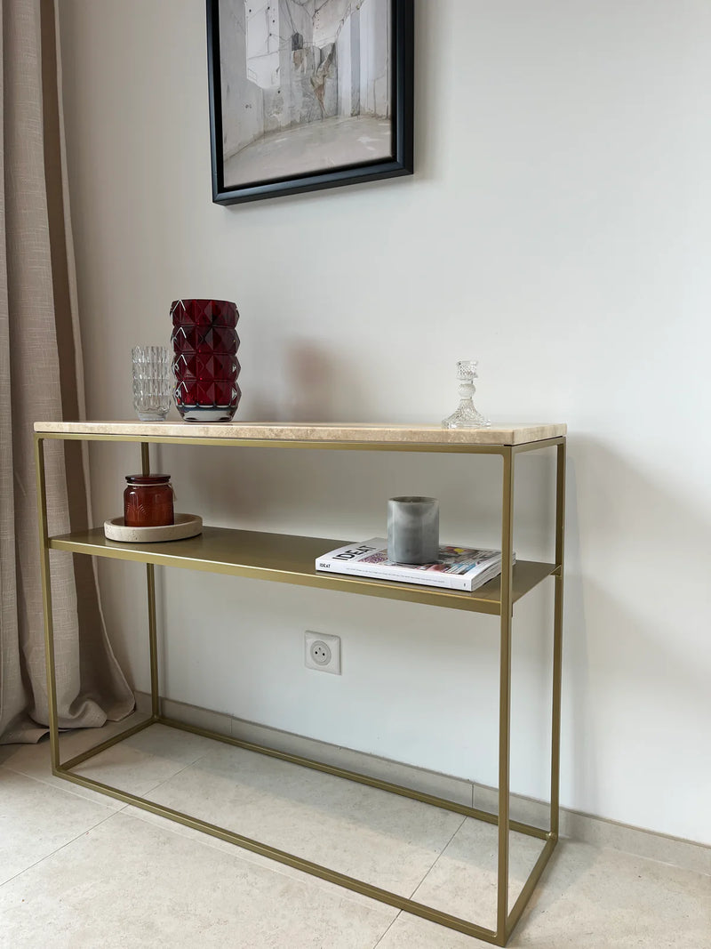 Console avec étagère &amp; plateau marbre&nbsp;