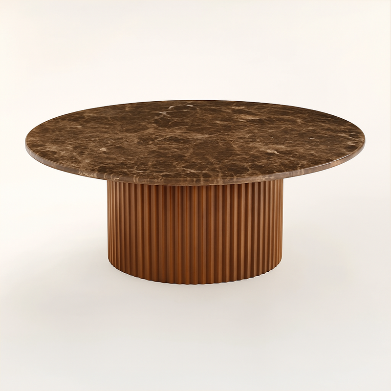 Table basse en bois et marbre