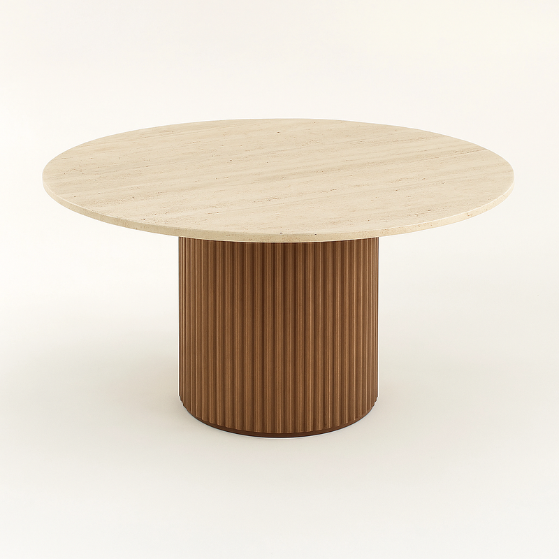 Table basse en bois et marbre