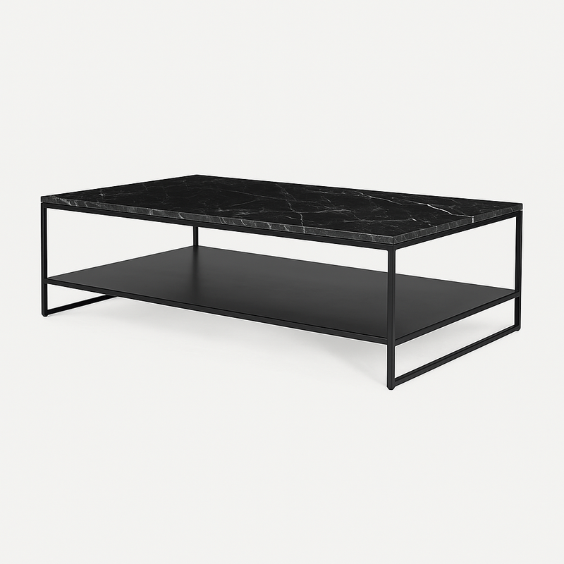 Table basse élégance rectangle étagère