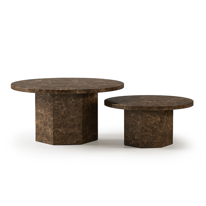 Table basse ronde en marbre noir