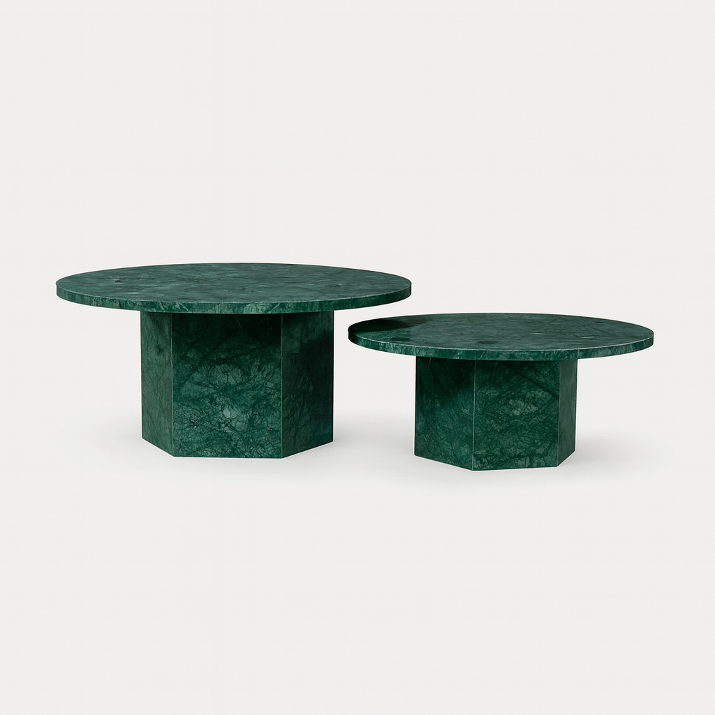 Table basse ronde en marbre noir