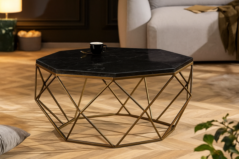 Table basse marbre et métal forme diamant Diamond