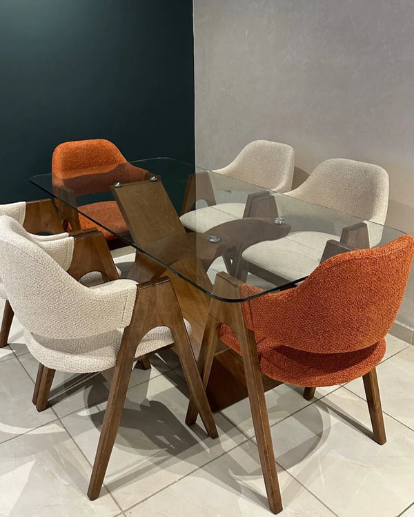 Salle à Manger banana Chic Verre Trempé et 6 Chaises