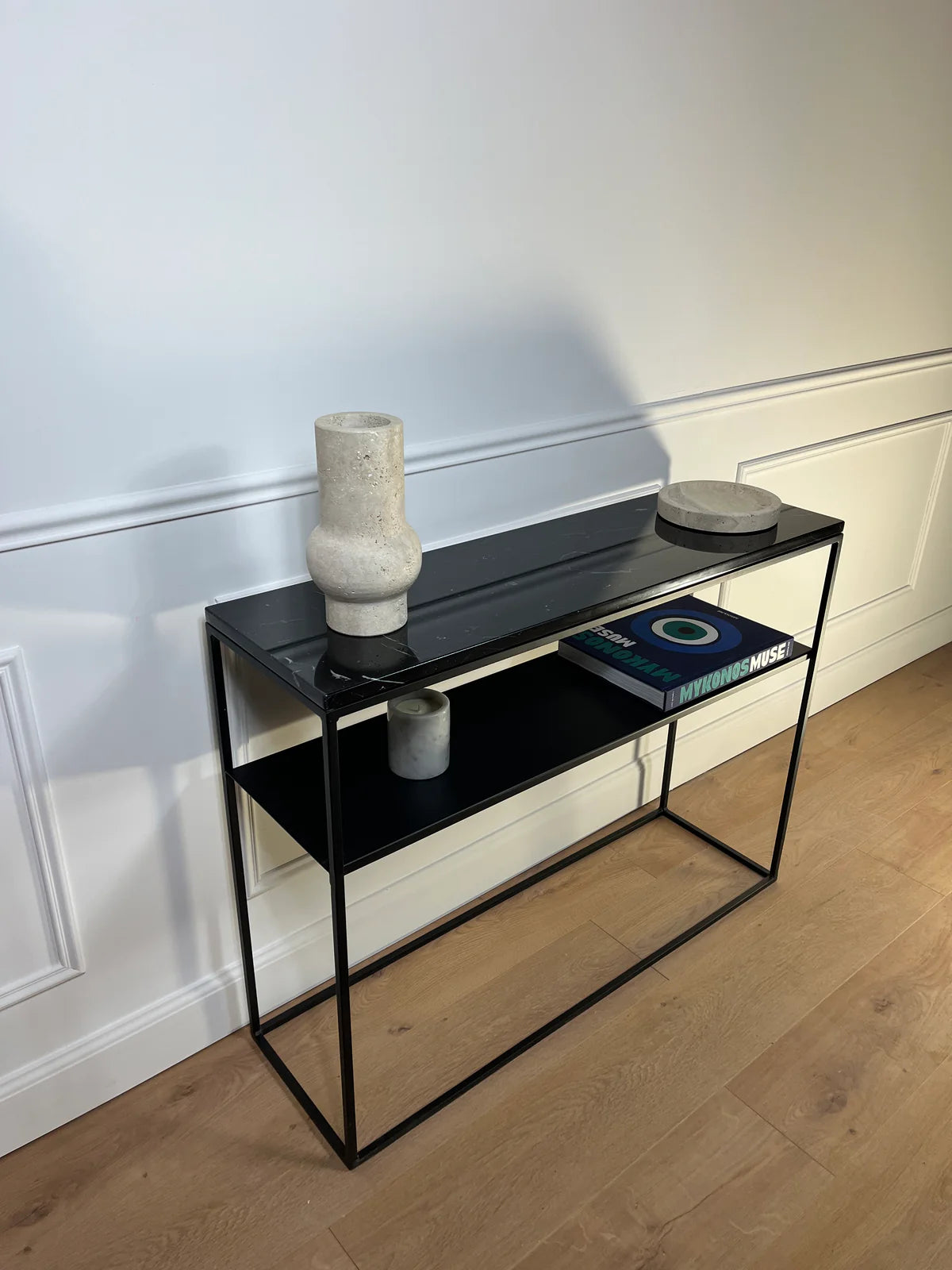 Console avec étagère &amp; plateau marbre&nbsp;