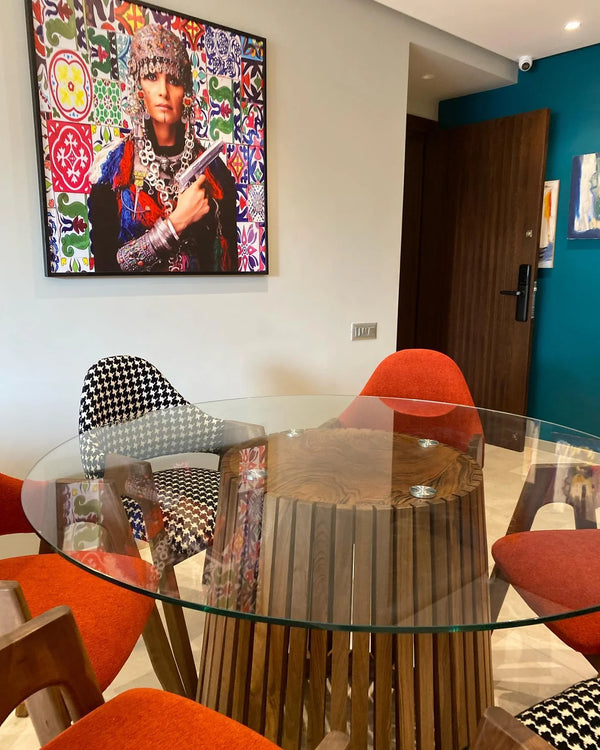 Table a manger  Élégance  rond Verre Trempé 6 Chaises