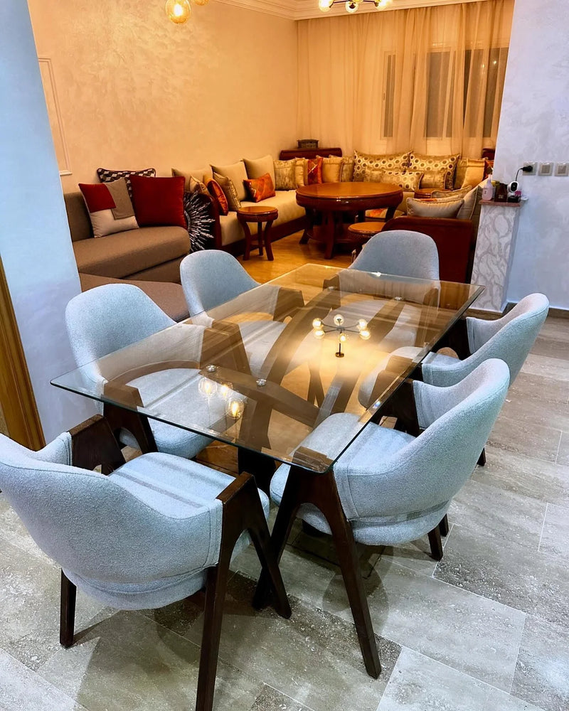 Salle à Manger banana Chic Verre Trempé et 6 Chaises