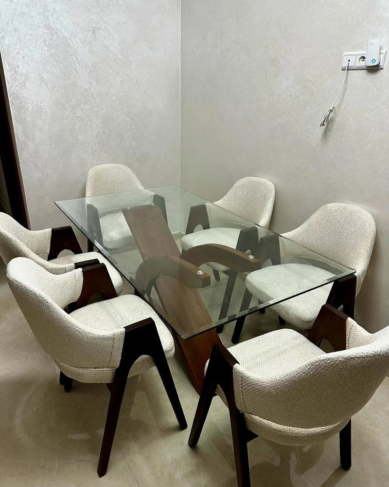 Salle à Manger banana Chic Verre Trempé et 6 Chaises