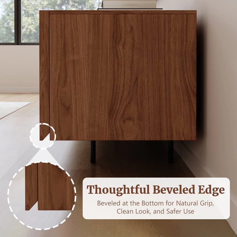 Meuble TV vintage bois foncé noyer et métal noir