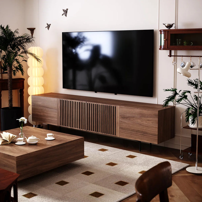 Meuble TV en panneaux de fibres Roanoke pour téléviseurs