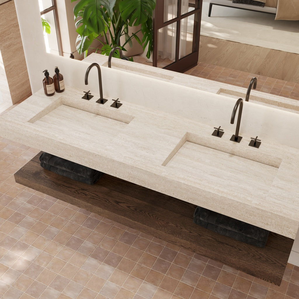 Sagitta Slim - Double vasque murale en Marbre
