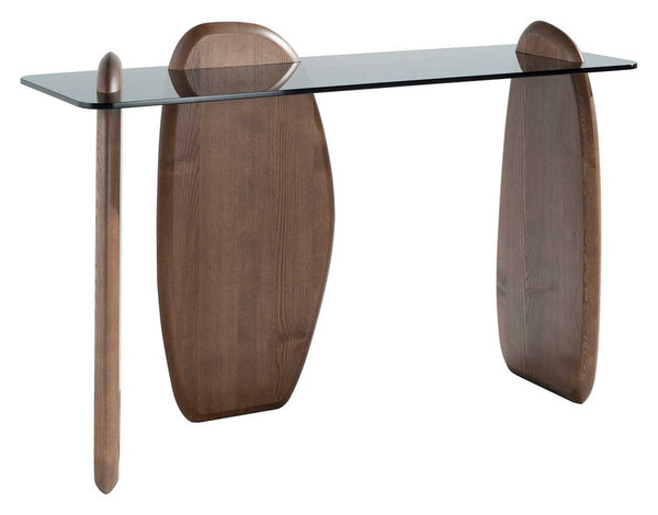 console rectangulaire en bois et verre SHARK