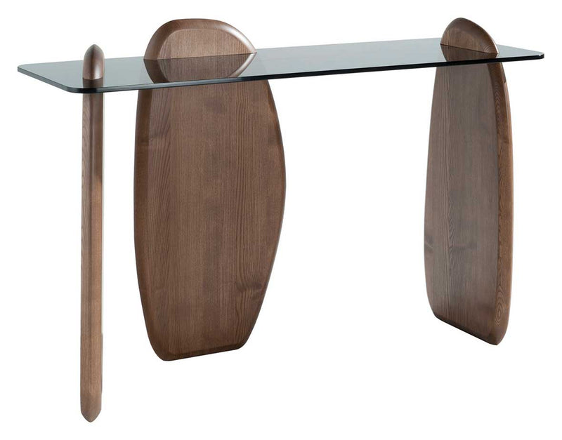 console rectangulaire en bois et verre SHARK
