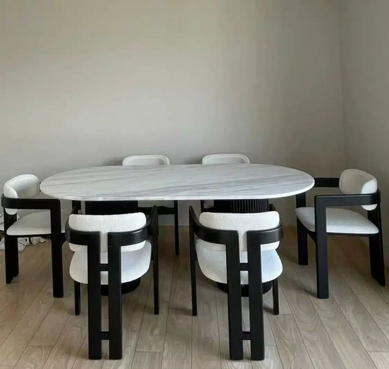 Table à Manger Plateau en Marbre 6 Chaises model M