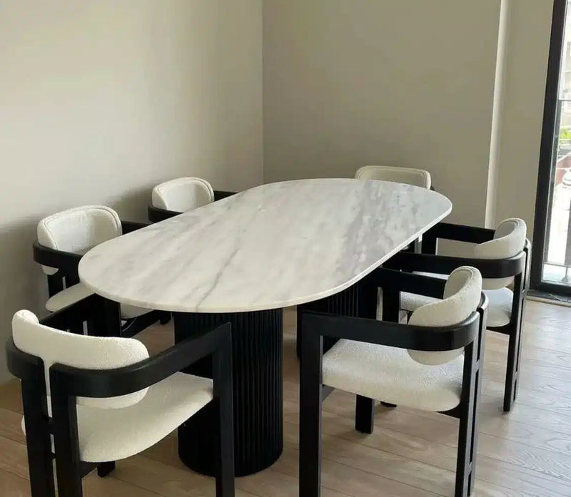 Table à Manger Plateau en Marbre 6 Chaises model M