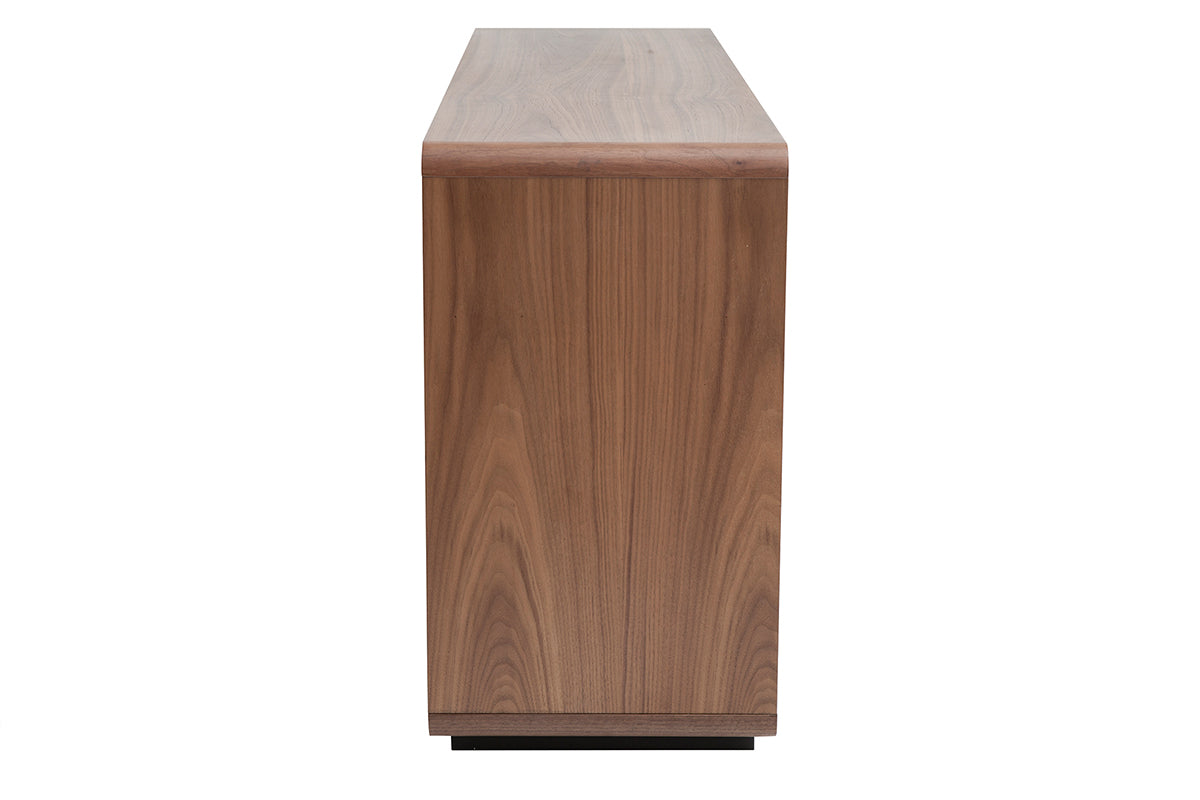 Buffet design en bois foncé noyer 3 portes 3 tiroirs