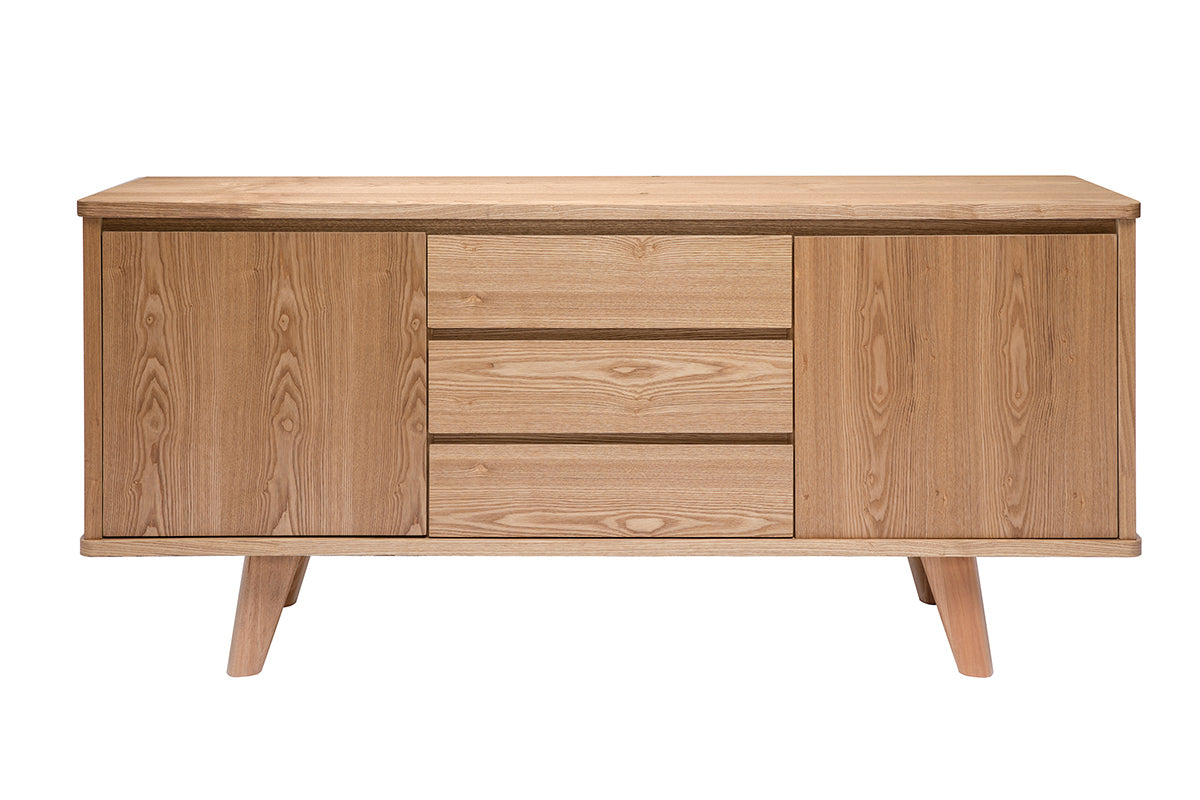 Buffet vintage en bois noyer 2 portes 3 tiroirs
