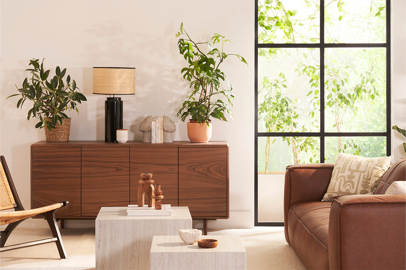 Buffet vintage en bois foncé noyer 4 portes