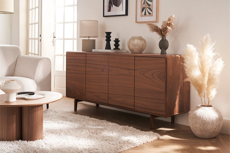 Buffet vintage en bois foncé noyer 4 portes