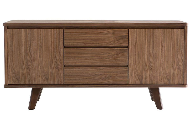 Buffet vintage en bois noyer 2 portes 3 tiroirs