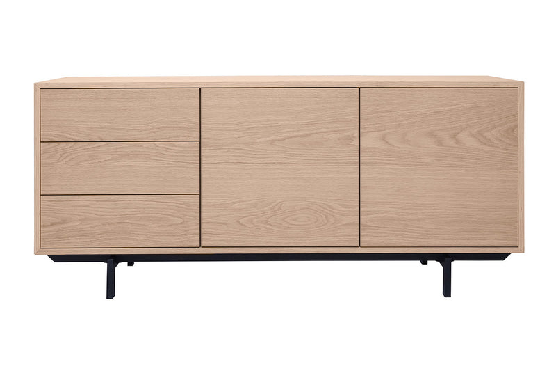 Buffet vintage finition bois chêne 2 portes 3 tiroirs