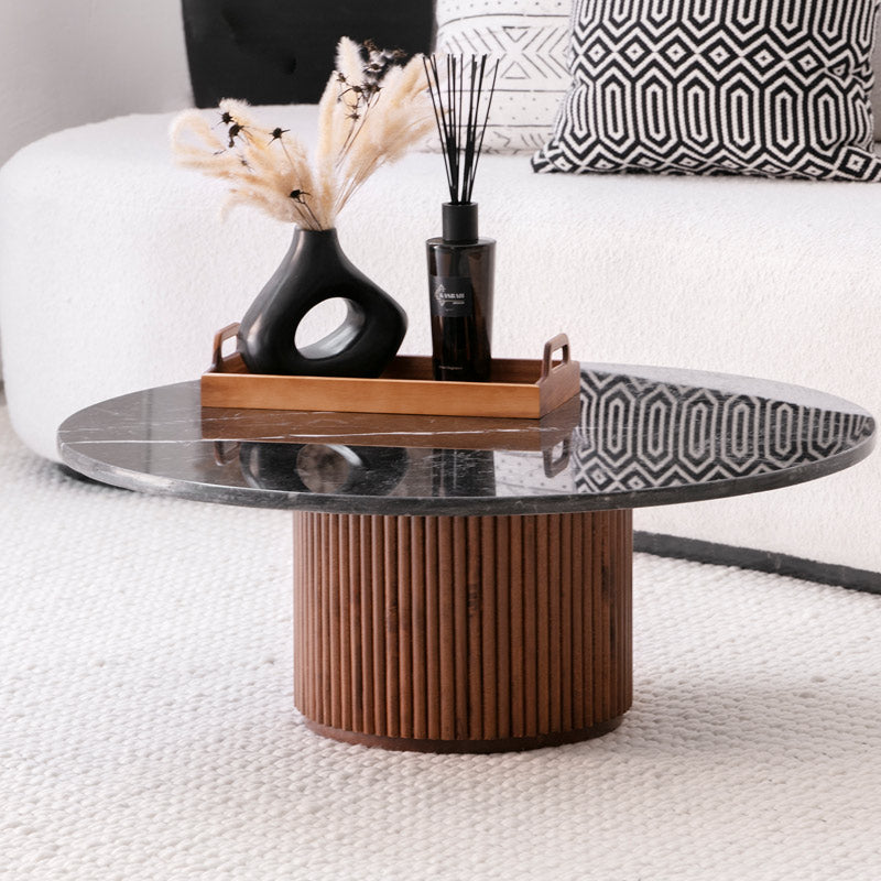 Table basse en bois et marbre