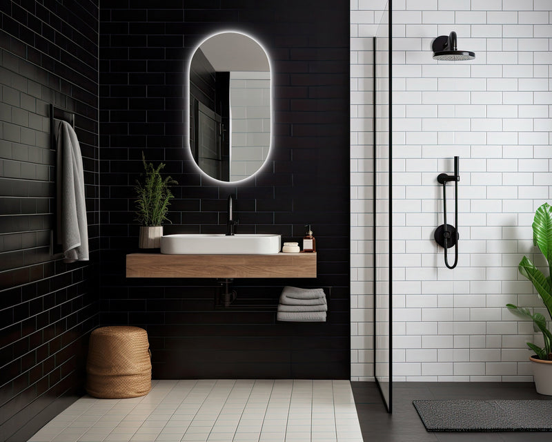 Miroir de courtoisie ovale avec lumières LED