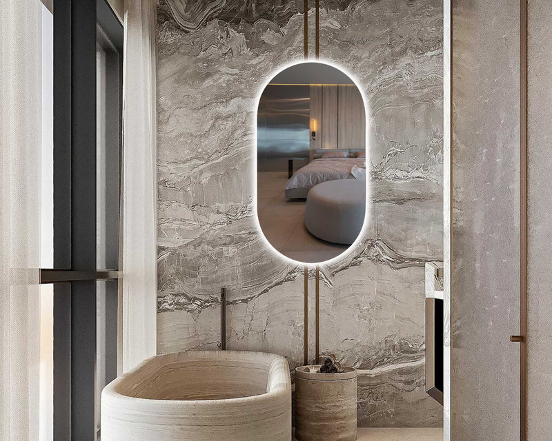 Miroir de courtoisie ovale avec lumières LED