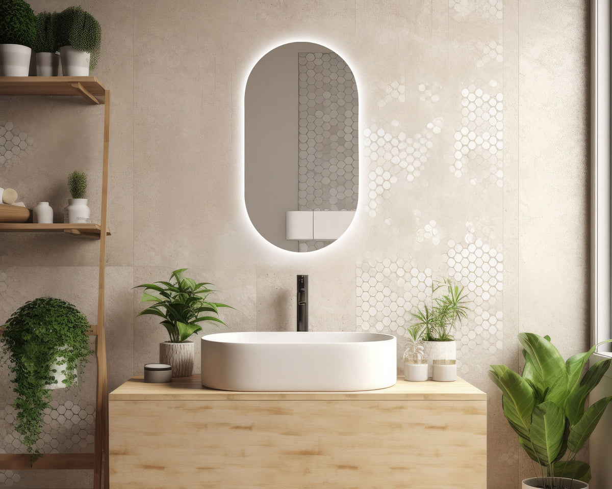 Miroir de courtoisie ovale avec lumières LED