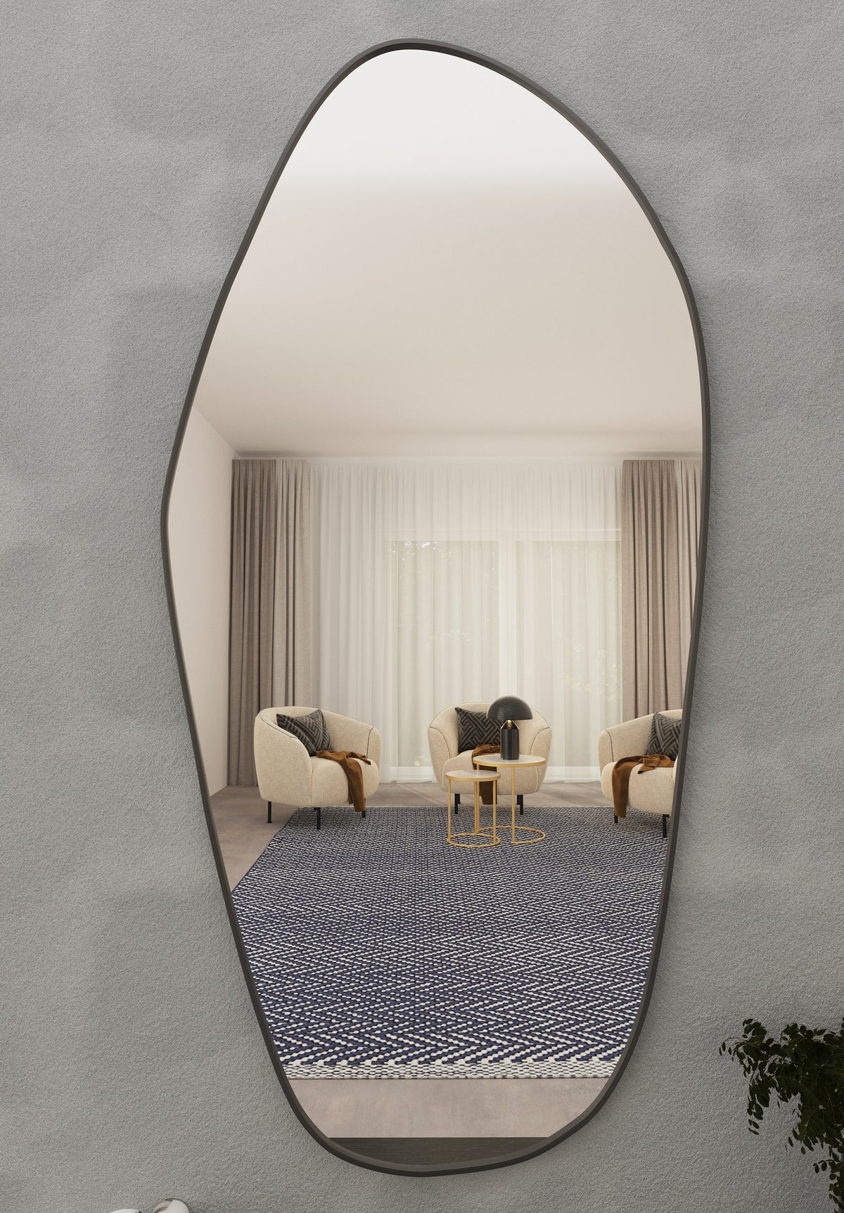Grands miroirs muraux asymétriques irréguliers