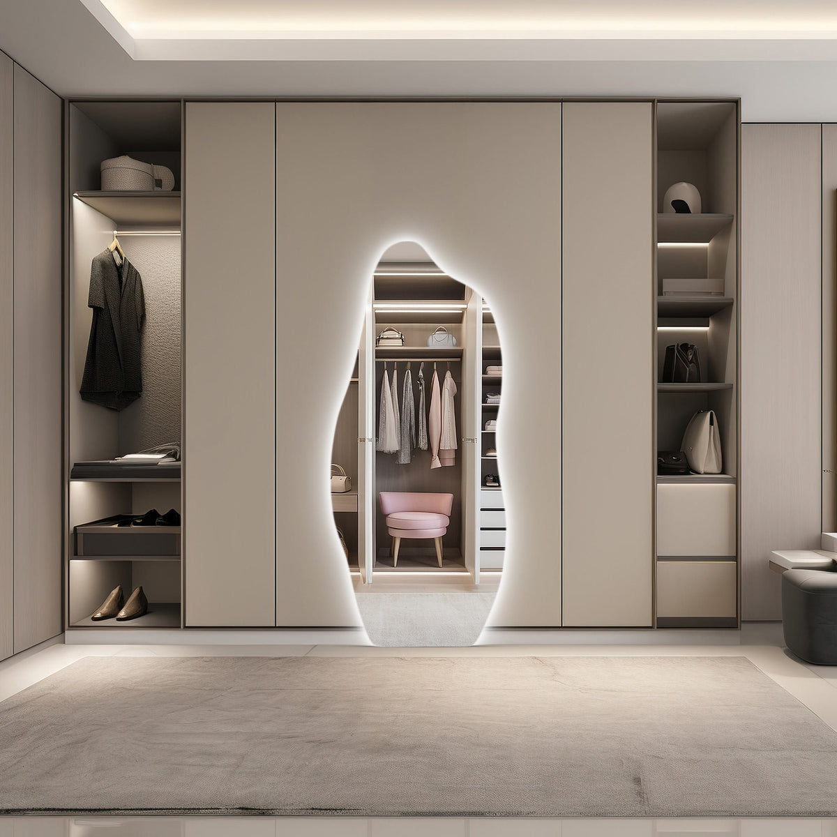 Miroir lumineux LED pleine longueur asymétrique